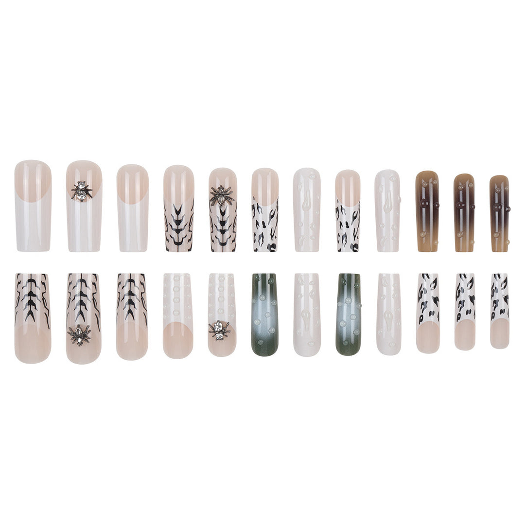 Artistic Long Stiletto Press-On Nail Set with Unique Patterns Bowlift