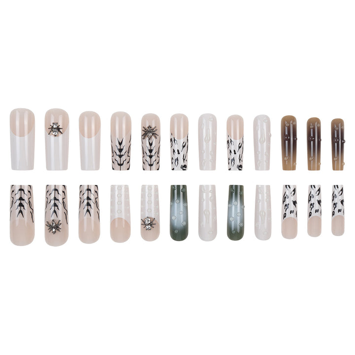 Artistic Long Stiletto Press-On Nail Set with Unique Patterns Bowlift
