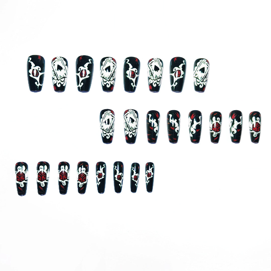 Artificial nails with playing cards and dice motif Bowlift