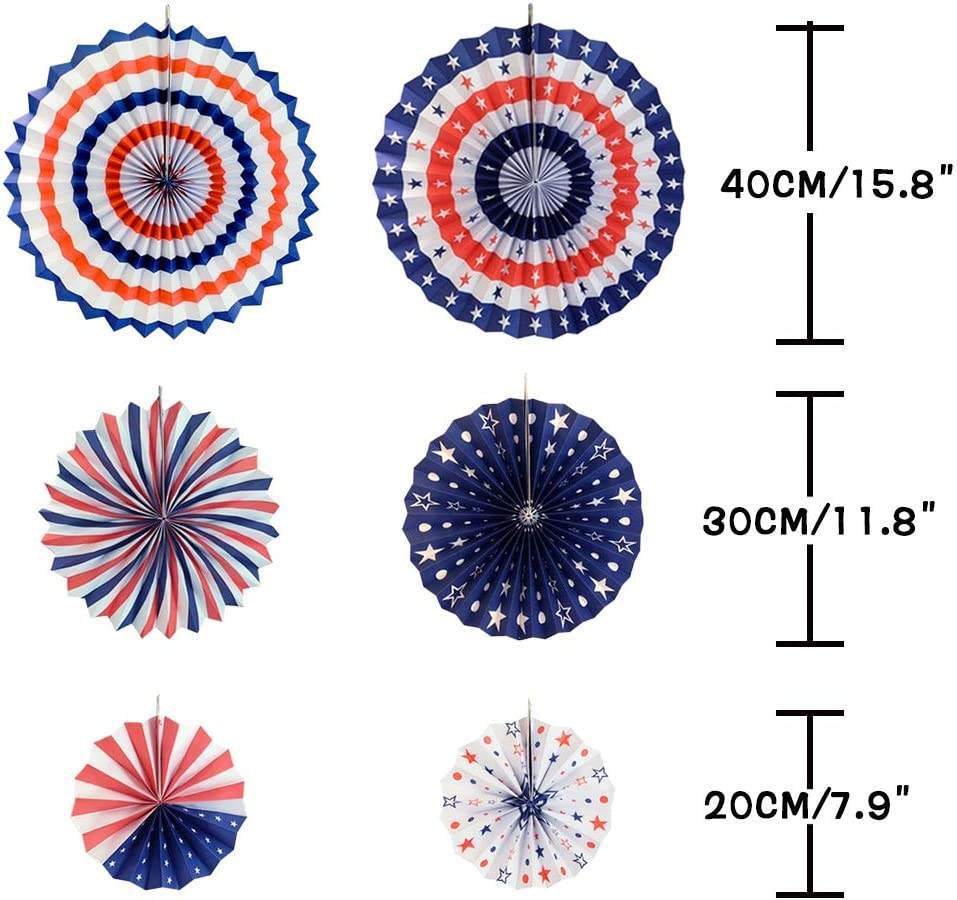 Unisex nan patriotic hanging paper fan and tassel party decoration set Bowlift