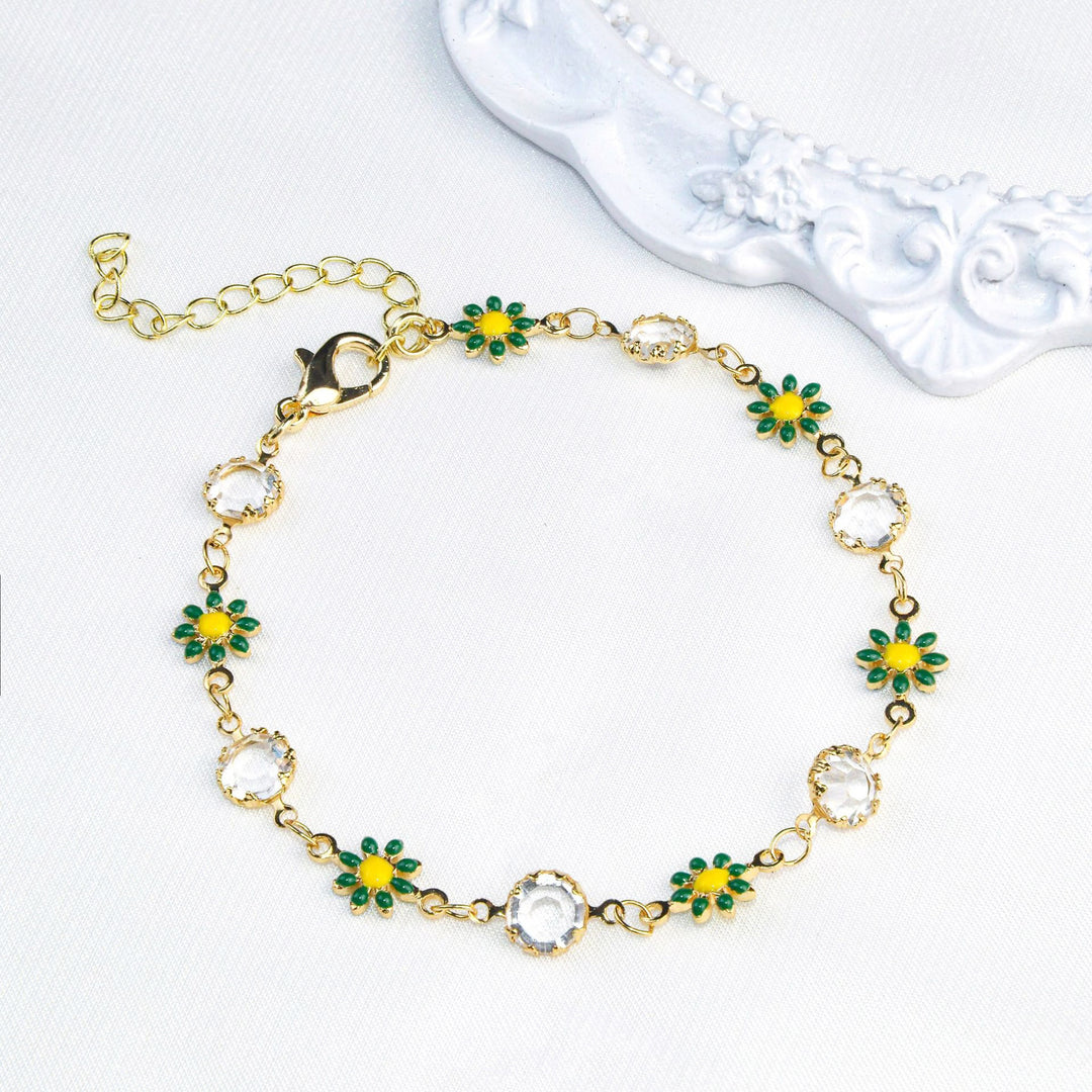 Floral Crystal Charm Bracelet Bowlift