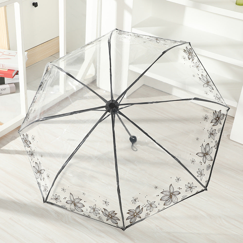 Women's Foldable Umbrella with Floral Pattern Bowlift