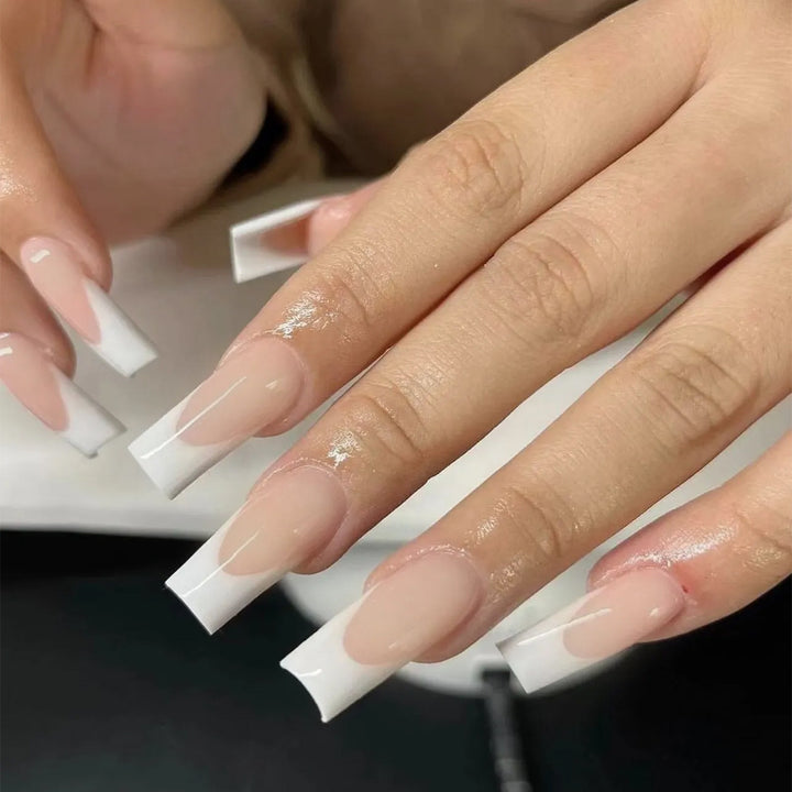 Artful nail extensions with elegant French tips Bowlift