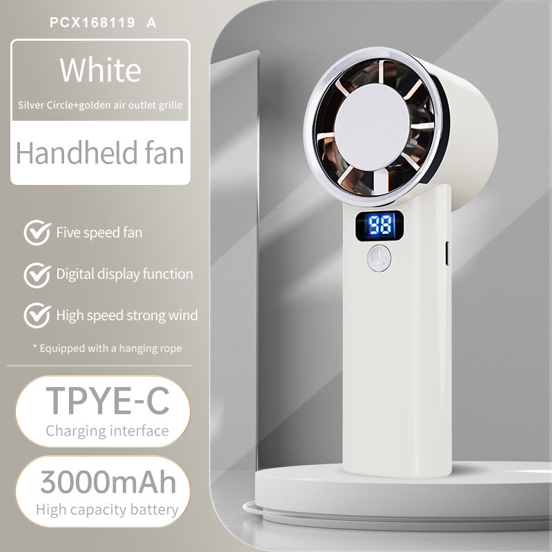 Ladies handheld fan with digital display and 3000mAh battery Bowlift