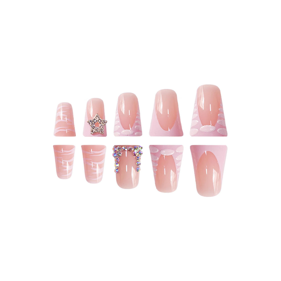 Artistic Rhinestone-Accented Press-On Nail Set Bowlift