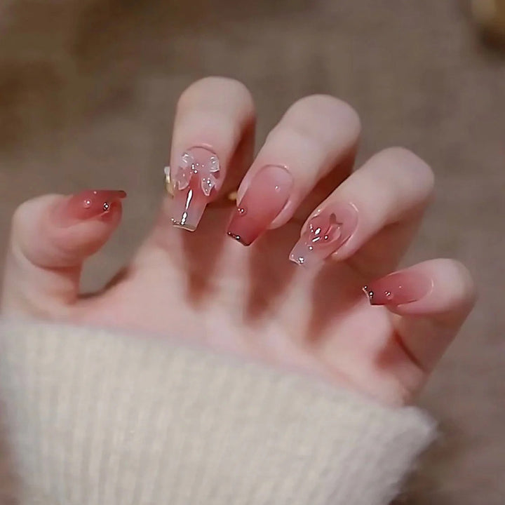 Stylish heart and ombre design artificial nails Bowlift