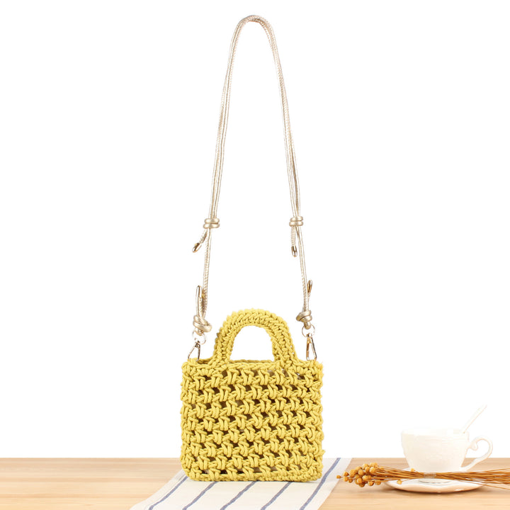 Handbag Made of Handmade Macrame with Adjustable Shoulder Strap Bowlift