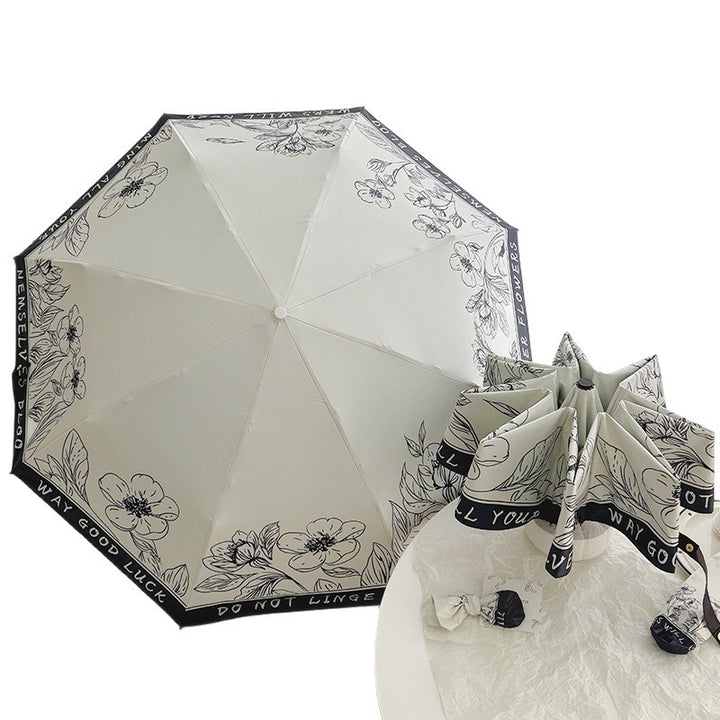 Women's Folding Umbrella with Creative Art Design Bowlift