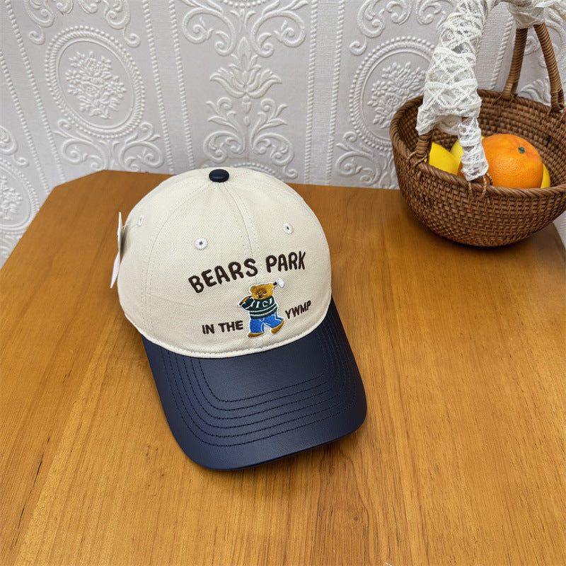 Unisex Embroidered Playful Bear-Themed Cap Bowlift