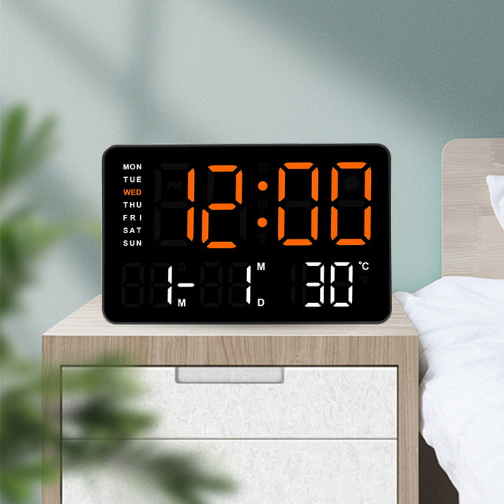 Digital Wall Clock with Temperature and Date Display Bowlift