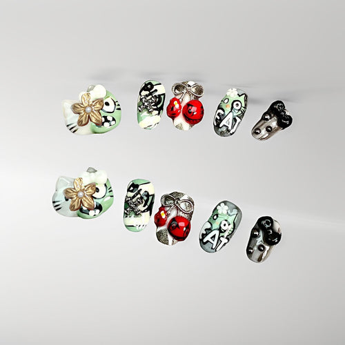 Playful Character Design Press-On Nail Art Set Bowlift