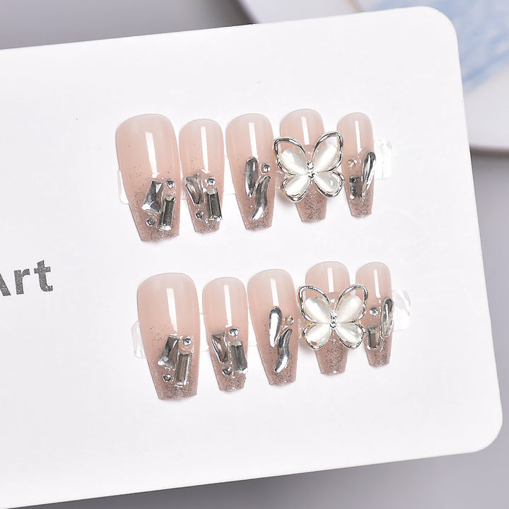 Glamorous Heart-Themed Press-On Nail Set Bowlift