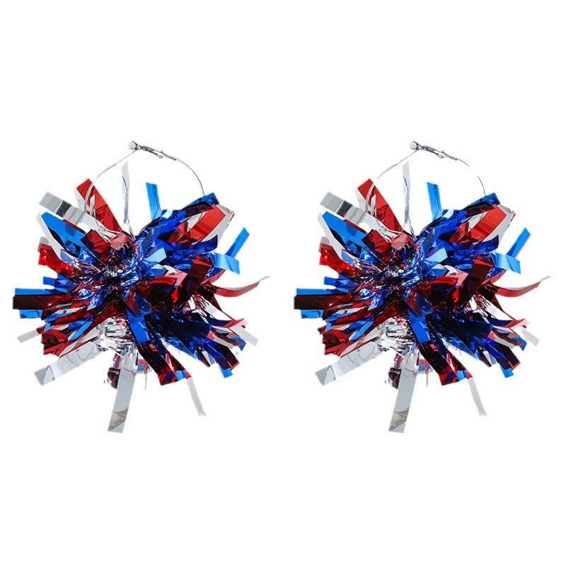 Unisex nan festive metallic tinsel pom pom hoop earrings Bowlift