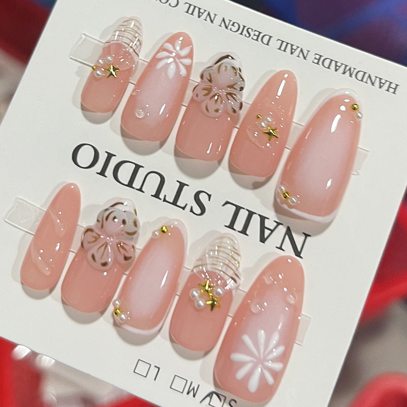 Handcrafted Floral Pattern Press-On Nails Bowlift