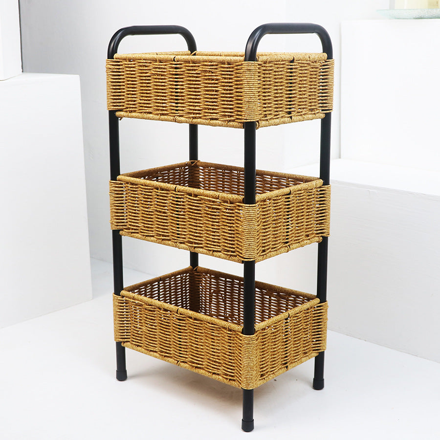 Multi-Tier Woven Storage Organizer with Metal Frame Bowlift
