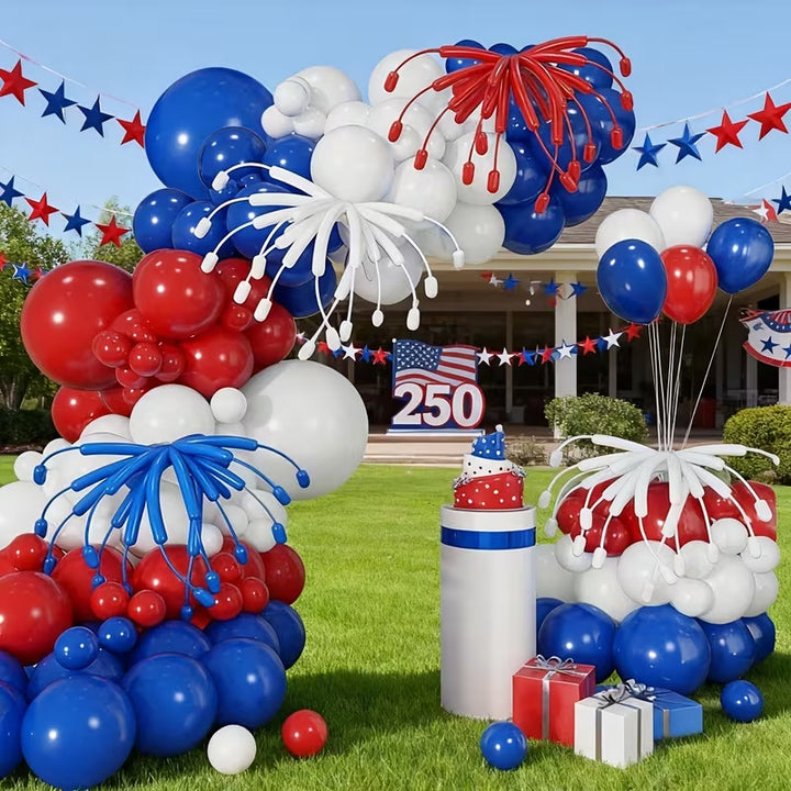 Unisex nan Balloon arch and table decor set with columns, clusters and fireworks attachments Bowlift
