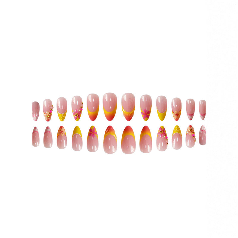 3D Floral Accent Press-On Nail Art Set Bowlift