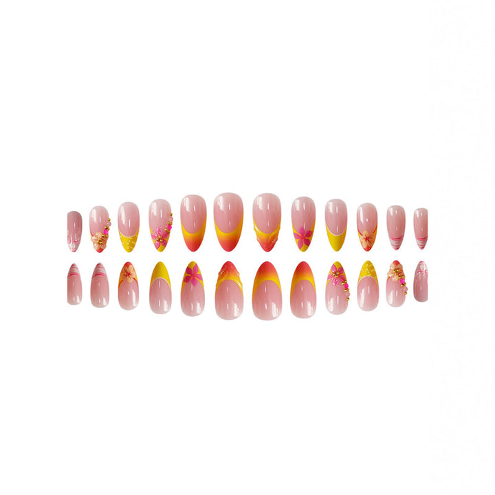 3D Floral Accent Press-On Nail Art Set Bowlift