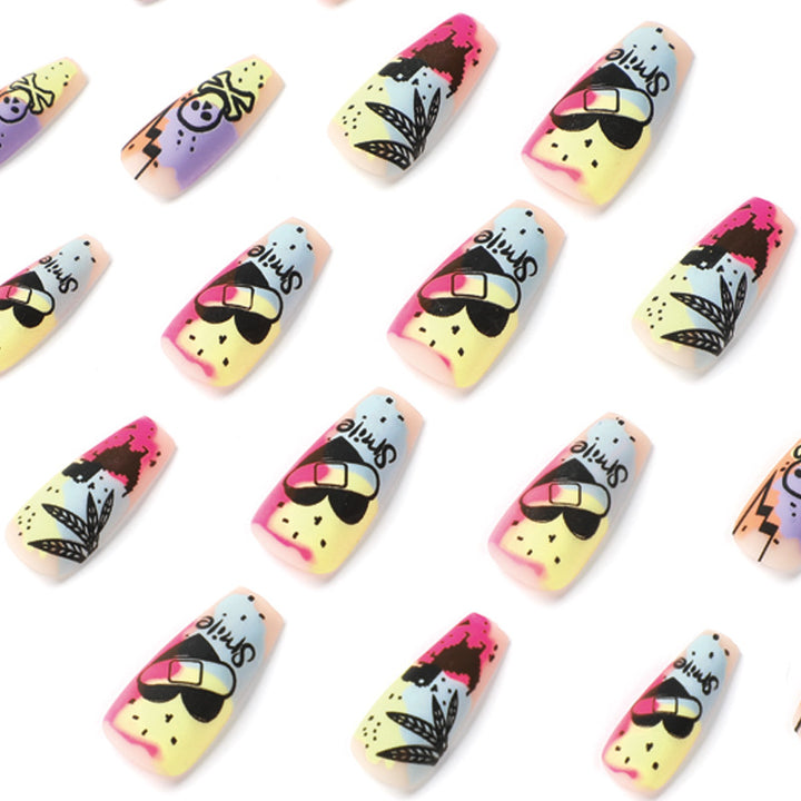 Creative artificial nails with colorful designs Bowlift