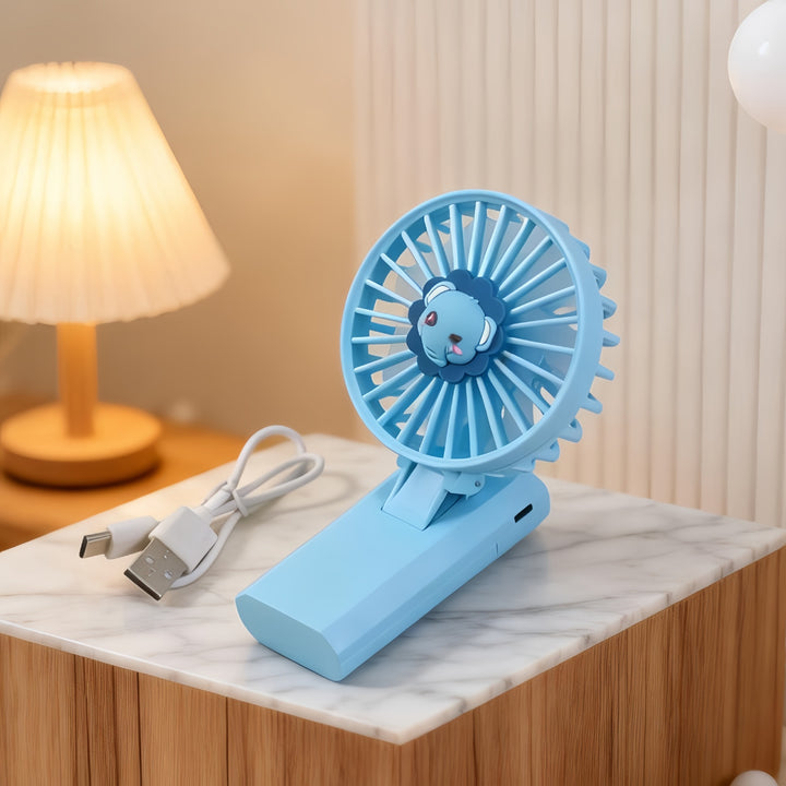 Women's Portable Hand Fan with Cute Lion Patterns Bowlift