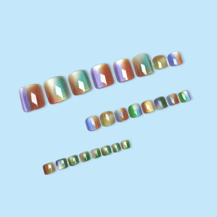Artificial Nail Set with Sparkling Gradient and Glitter Bowlift