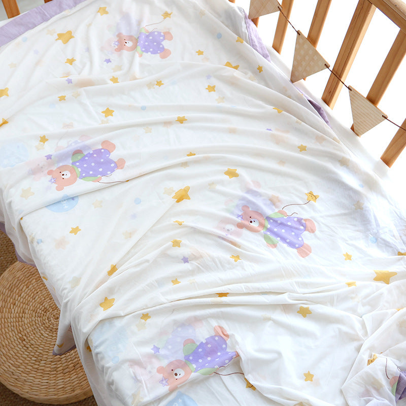 Unisex Nan cozy baby blanket made of cotton muslin with breathable filling and satin edge Bowlift