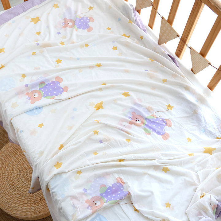 Unisex Nan cozy baby blanket made of cotton muslin with breathable filling and satin edge Bowlift