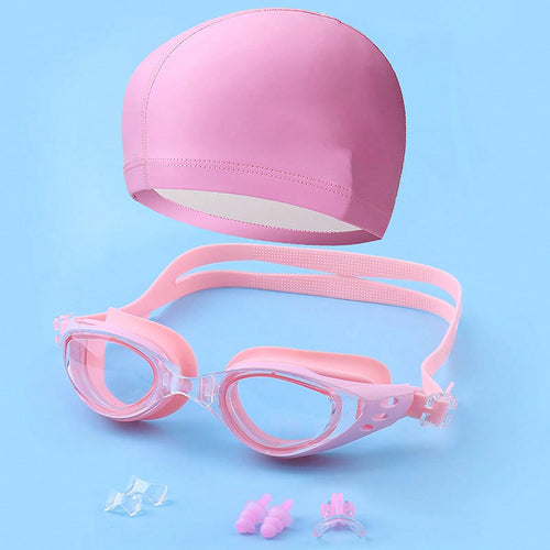 Goggles set with ergonomic swim cap and earplugs Bowlift