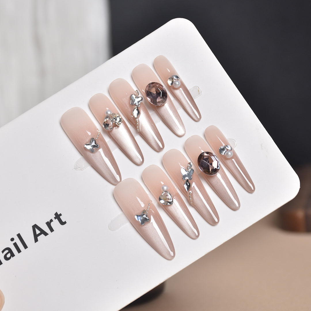 Crystal-Embellished Luxury Press-On Nails Bowlift