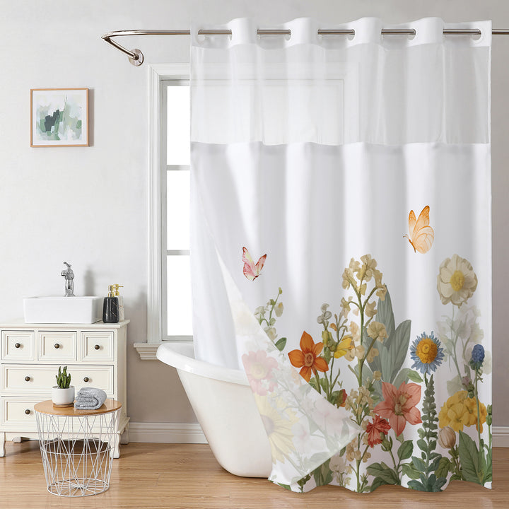 Botanical Floral Art Shower Curtain Bowlift
