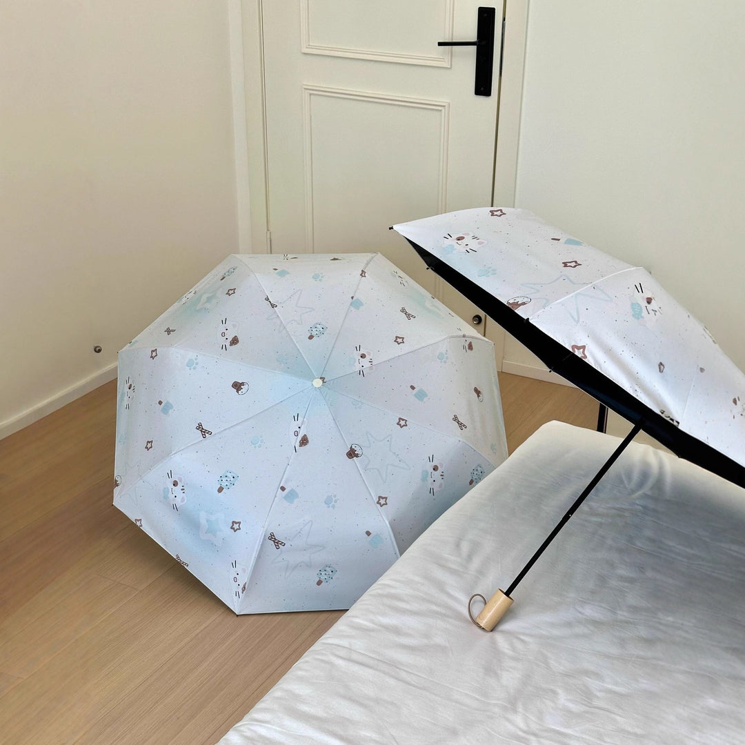 Women's compact folding umbrella with cute Bowlift motif