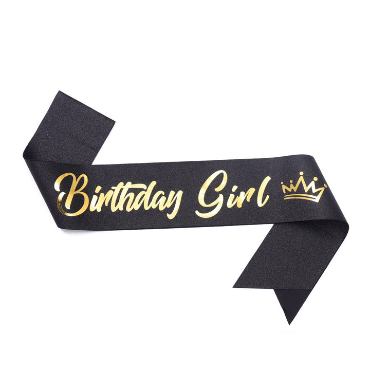 Women's festive birthday sash with glitter Bowlift