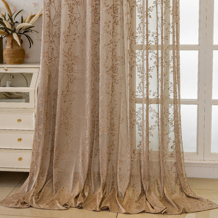 WoFloral Embroidered Sheer Curtain Bowlift