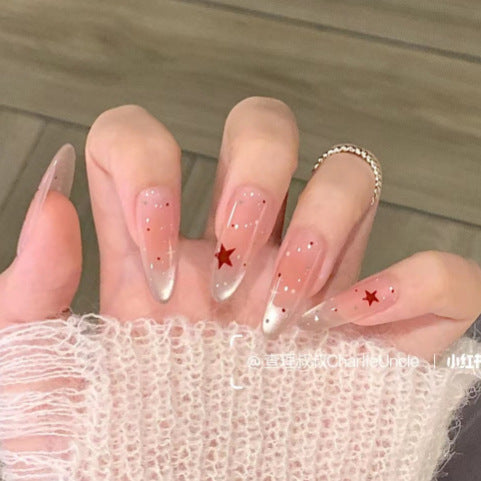 Glamorous Star-Accented French Tip Press-On Nails Bowlift