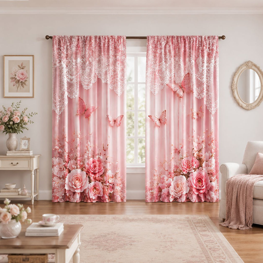 Butterfly-Patterned Decorative Curtains