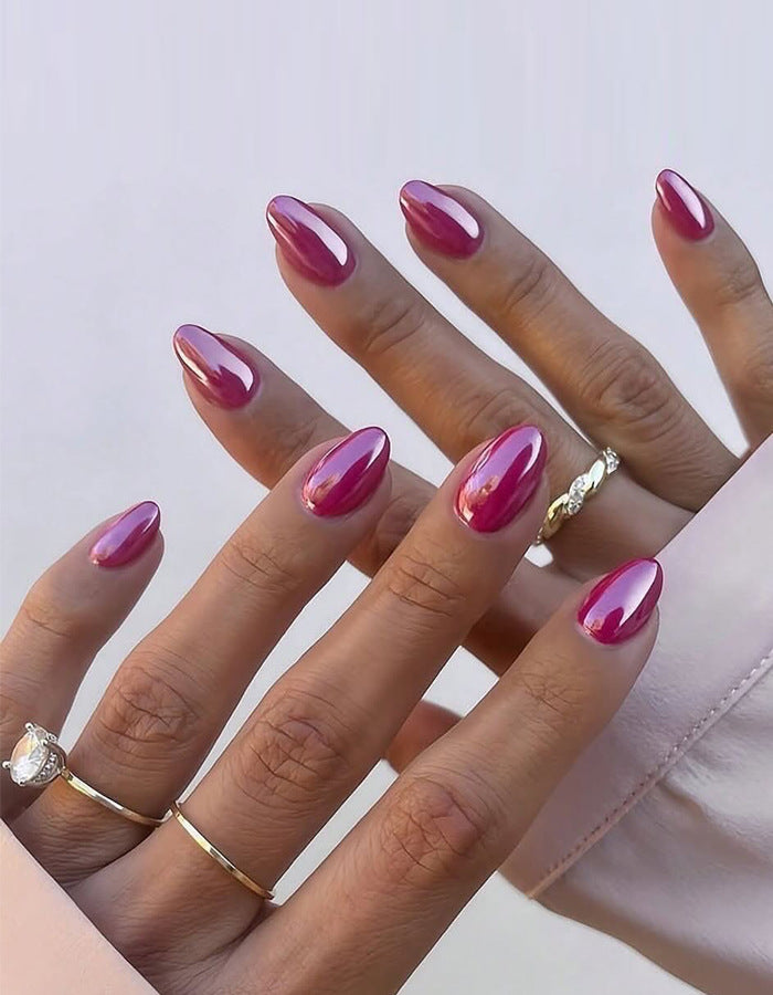Glossy Almond-Shaped Press-On Nail Extensions Bowlift