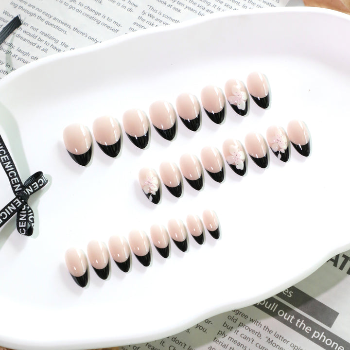 Elegant Nail Art with Flower Accents Bowlift