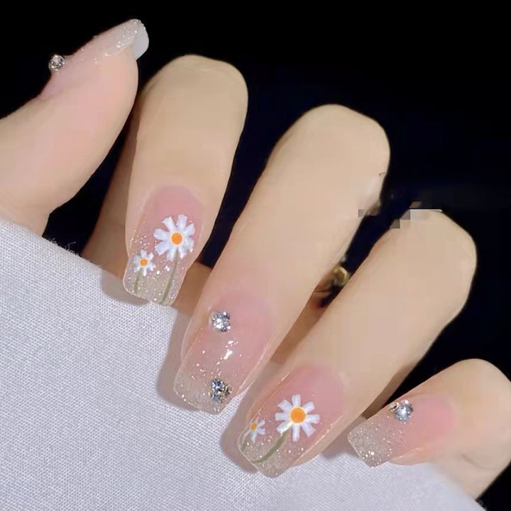 Glittery Floral Press-On Nail Set Bowlift