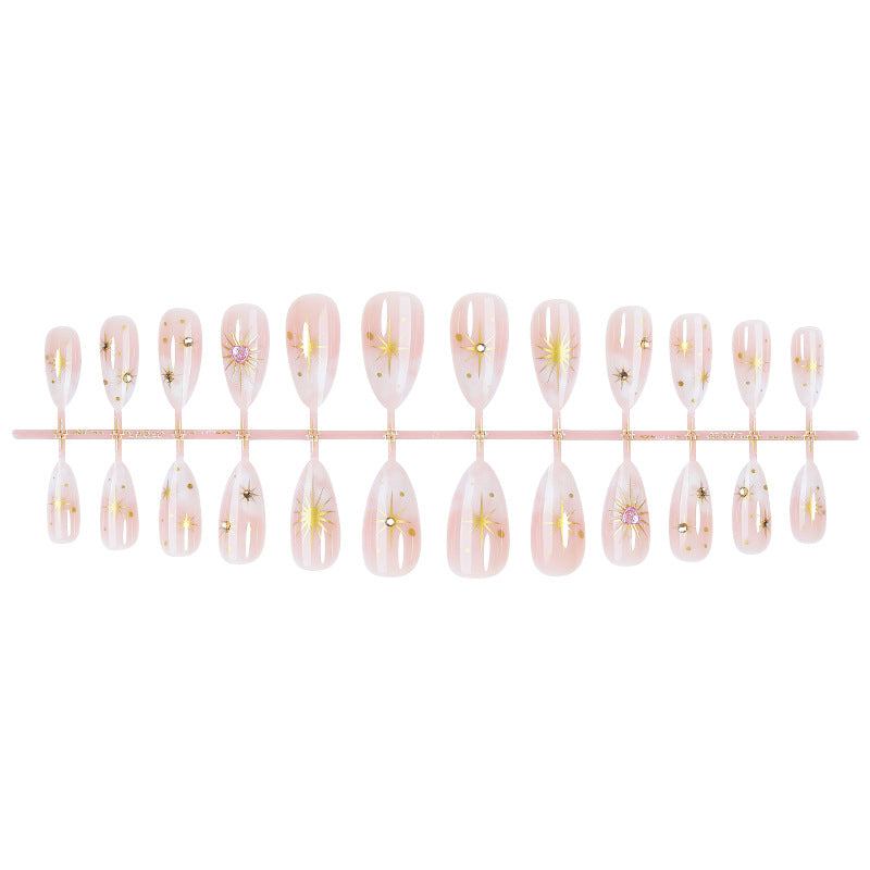 Artistic Press-On Nail Art Kit with Star Accents Bowlift