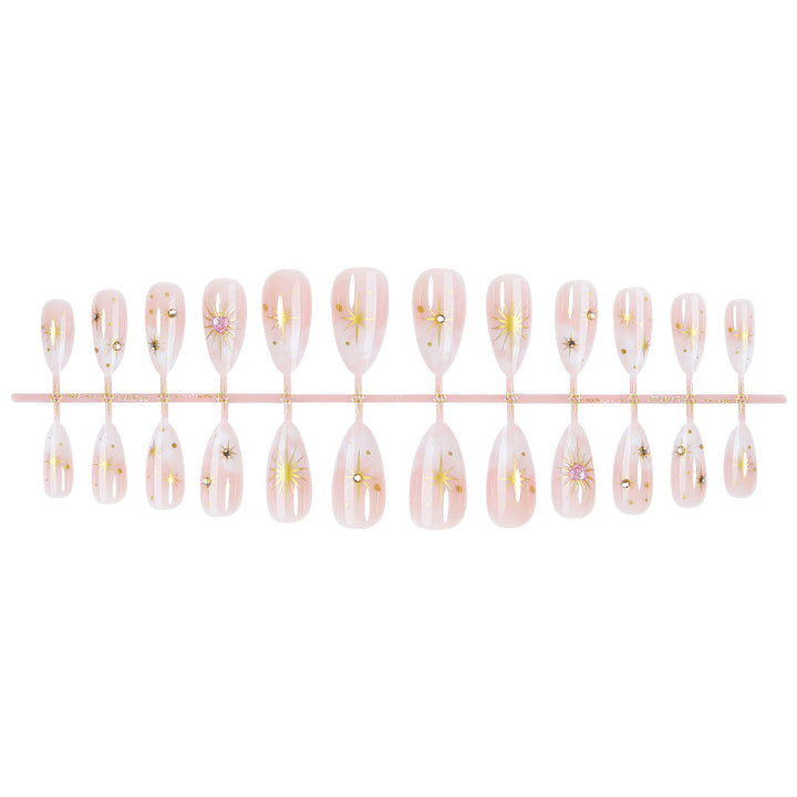 Artistic Press-On Nail Art Kit with Star Accents Bowlift