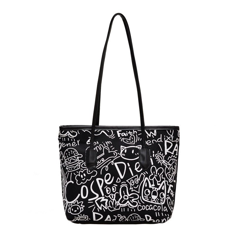 WoArtistic Graphic Print Shoulder Tote Bag Bowlift