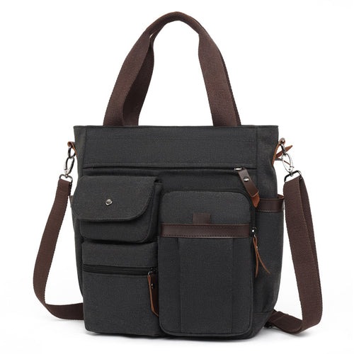 Multi-Pocket Canvas Tote Bag Bowlift