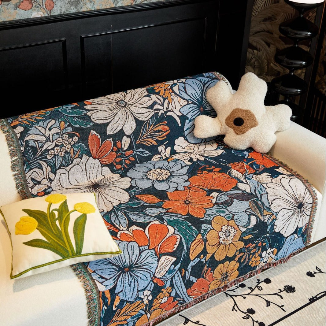 Elegant Floral Woven Throw Blanket