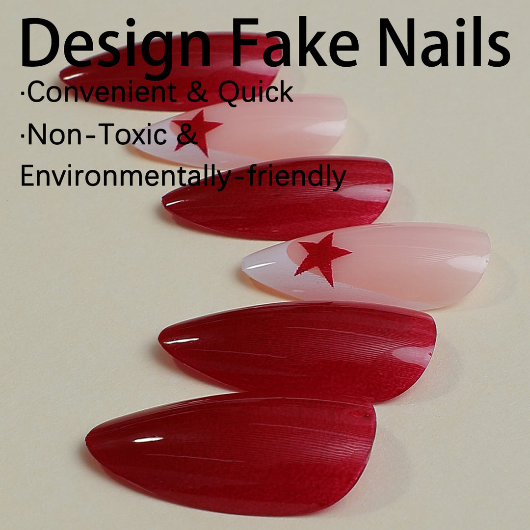 Artificial nail set with elegant star accents Bowlift