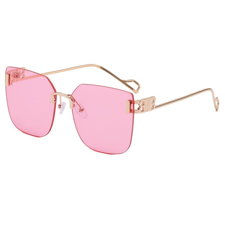 Women elegant square sunglasses with gold-colored metal frame Bowlift