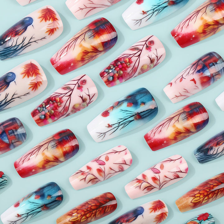 Creative artificial nails with floral and artistic patterns Bowlift