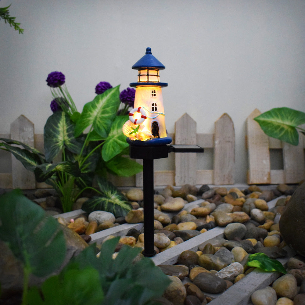Solar-Powered Coastal Lighthouse Garden Stake Light With Warm LED Resin Lantern And Dusk-To-Dawn Sensor Bowlift