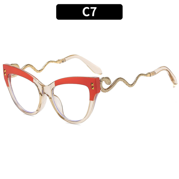 Stylish Cat-Eye Sunglasses with Unique Snake Temples