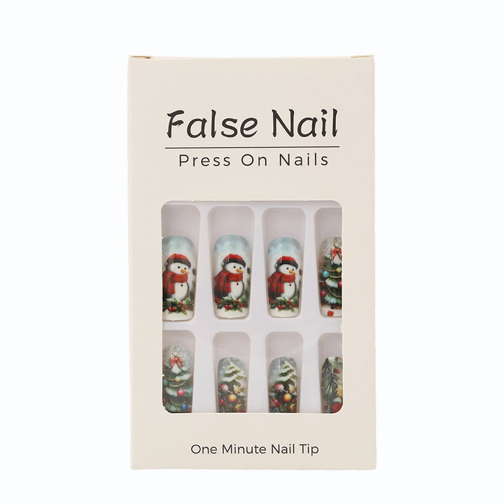 Creative artificial nails in festive Christmas design Bowlift