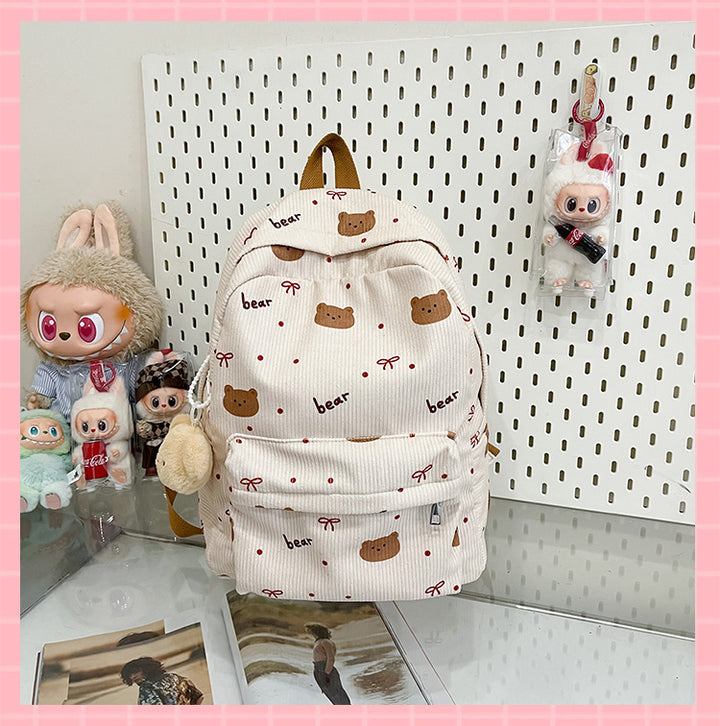 Backpack with Playful Bear Design and Practical Compartments Bowlift